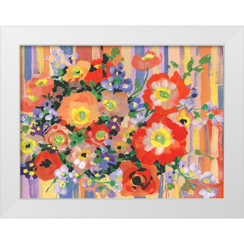 Folk Bouquet White Modern Wood Framed Art Print by Zwara, Ania