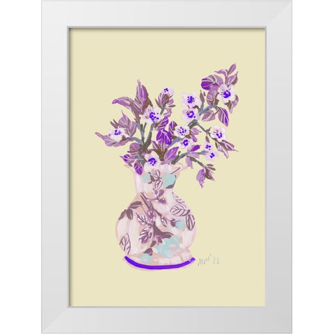 Apple Blossom - Violet White Modern Wood Framed Art Print by Zwara, Ania