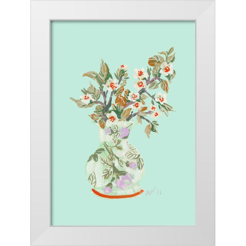 Apple Blossom - Dark Orange White Modern Wood Framed Art Print by Zwara, Ania