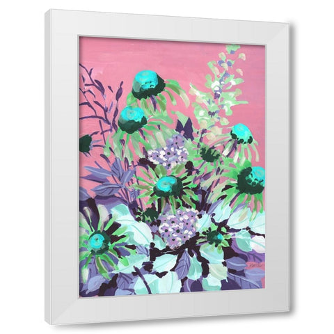 Echinacea pink sky White Modern Wood Framed Art Print by Zwara, Ania
