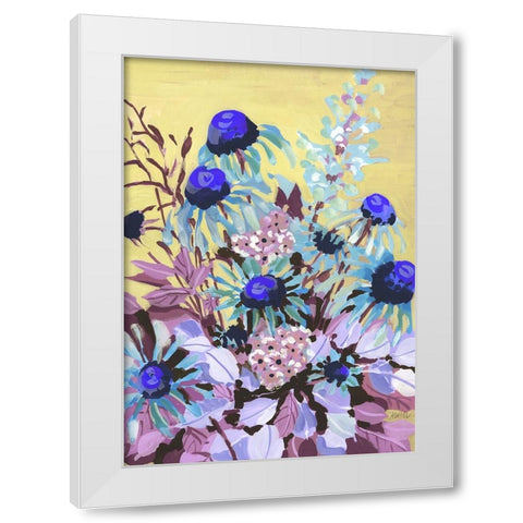 Echinacea Cobalt Blue White Modern Wood Framed Art Print by Zwara, Ania