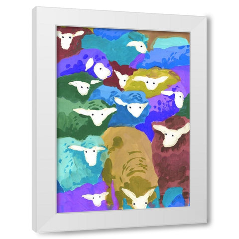 Colorful Sheep Cocktail seaside White Modern Wood Framed Art Print by Zwara, Ania
