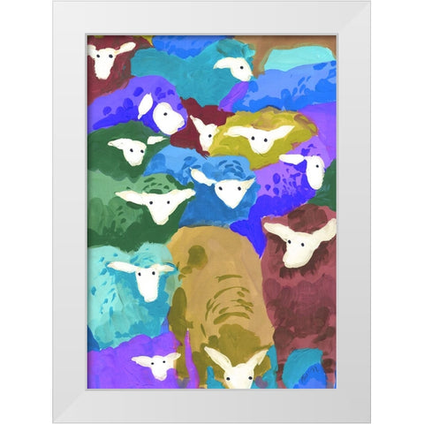 Colorful Sheep Cocktail seaside White Modern Wood Framed Art Print by Zwara, Ania