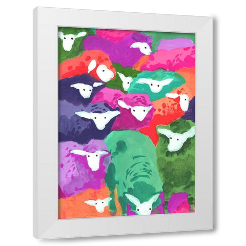 Colorful Sheep Cocktail Tropical White Modern Wood Framed Art Print by Zwara, Ania