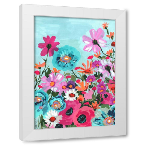 Meadow In June Pink White Modern Wood Framed Art Print by Zwara, Ania