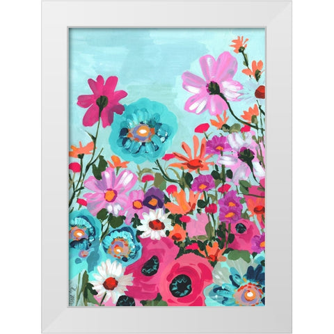 Meadow In June Pink White Modern Wood Framed Art Print by Zwara, Ania