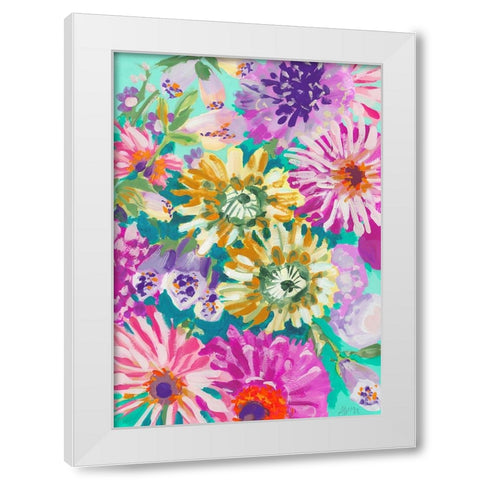 Pink Asters White Modern Wood Framed Art Print by Zwara, Ania