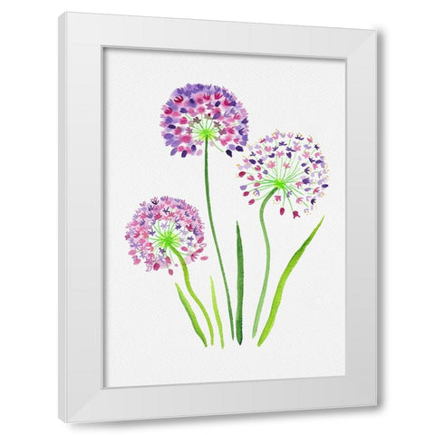 Giant onion or Allium giganteum botanical painting White Modern Wood Framed Art Print by Kata Botanical