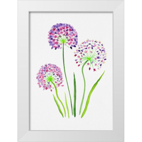 Giant onion or Allium giganteum botanical painting White Modern Wood Framed Art Print by Kata Botanical