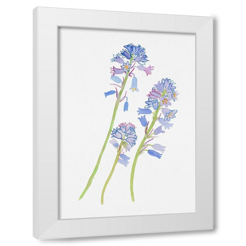 Spanish bluebell or Hyacinthoides hispanica botanical painting White Modern Wood Framed Art Print by Kata Botanical
