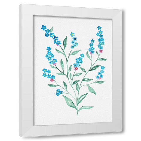 Wood forget-me-not or Myosotis sylvatica botanical painting White Modern Wood Framed Art Print by Kata Botanical
