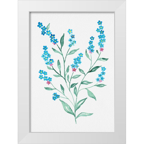 Wood forget-me-not or Myosotis sylvatica botanical painting White Modern Wood Framed Art Print by Kata Botanical