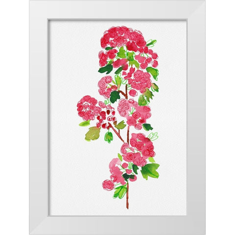 Crataegus laevigata Pauls Scarlet botanical painting White Modern Wood Framed Art Print by Kata Botanical