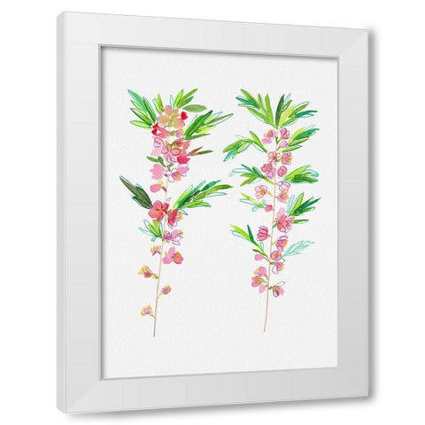 Dwarf Russian almond or Prunus tenella botanical painting White Modern Wood Framed Art Print by Kata Botanical