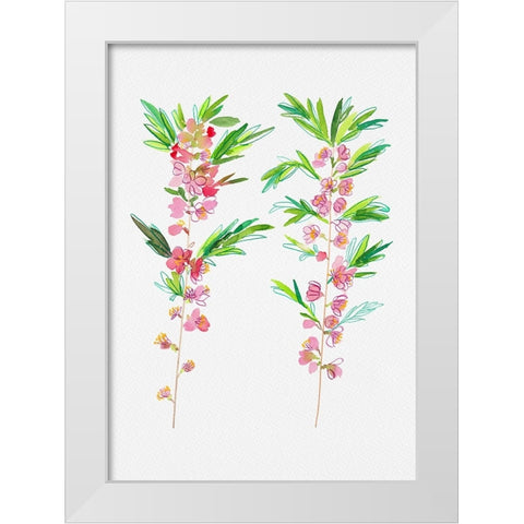 Dwarf Russian almond or Prunus tenella botanical painting White Modern Wood Framed Art Print by Kata Botanical