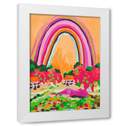 Countryside Rainbow On Orange White Modern Wood Framed Art Print by Zwara, Ania