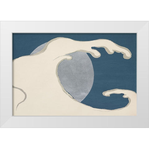 Waves and sun from Momoyogusa White Modern Wood Framed Art Print by Pictufy