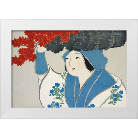 Woman From Momoyogusa White Modern Wood Framed Art Print by Pictufy