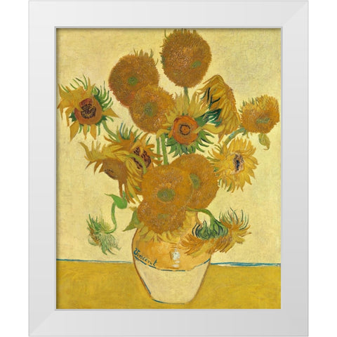 Sunflowers White Modern Wood Framed Art Print by Pictufy