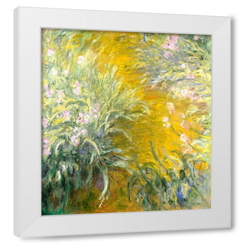 The Path through the Irises White Modern Wood Framed Art Print by Pictufy