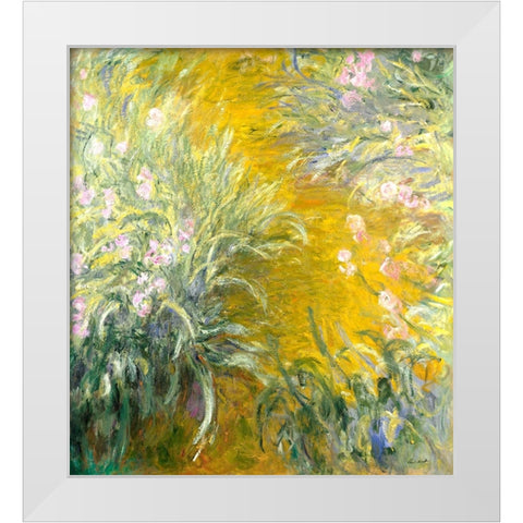 The Path through the Irises White Modern Wood Framed Art Print by Pictufy