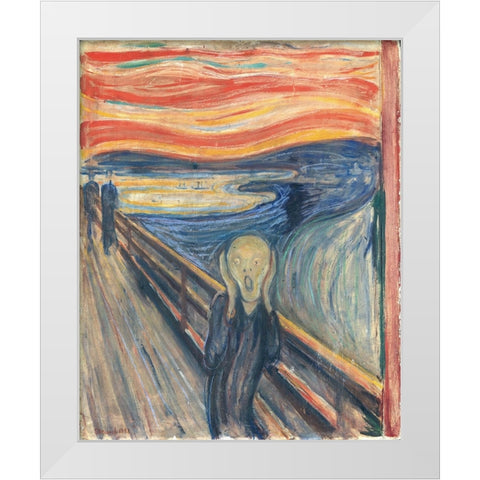 Skriet - The Scream White Modern Wood Framed Art Print by Pictufy