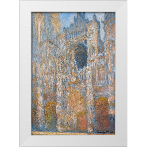 Rouen Cathedral - The Facade in Sunlight White Modern Wood Framed Art Print by Pictufy