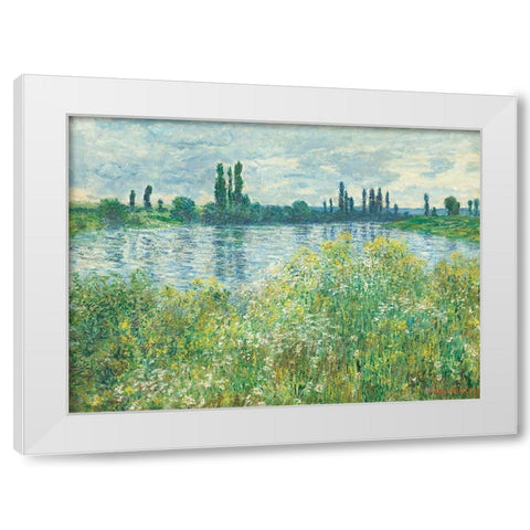 Banks Of The Seine White Modern Wood Framed Art Print by Pictufy