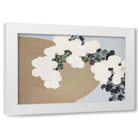 Blossom From Momoyogusa White Modern Wood Framed Art Print by Pictufy