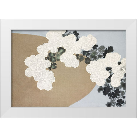 Blossom From Momoyogusa White Modern Wood Framed Art Print by Pictufy