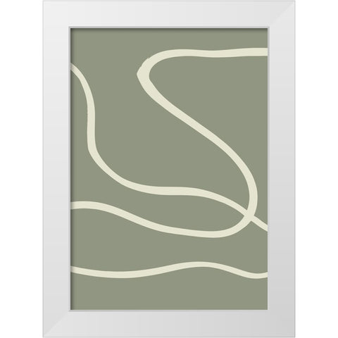 Green Lines 02 White Modern Wood Framed Art Print by Pictufy Studio
