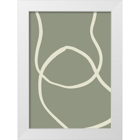 GREEN LINES 01 White Modern Wood Framed Art Print by Pictufy Studio