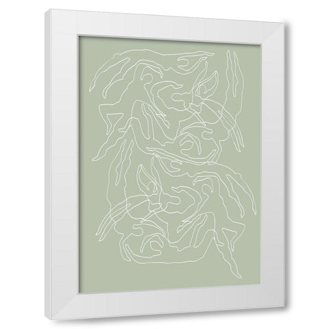 Swimmers Green White Modern Wood Framed Art Print by Pictufy Studio II