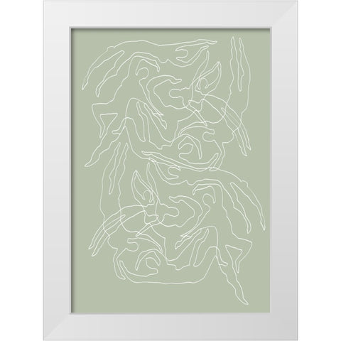 Swimmers Green White Modern Wood Framed Art Print by Pictufy Studio II