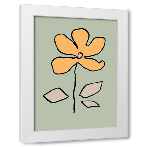 Flower Yellow and Green White Modern Wood Framed Art Print by Pictufy Studio