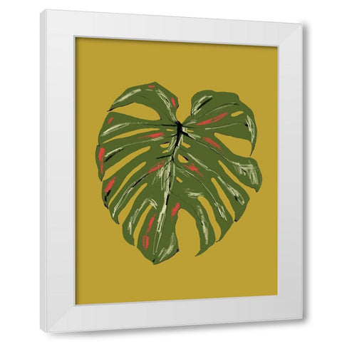 Monstera Leaf Green White Modern Wood Framed Art Print by Gulina, Francesco