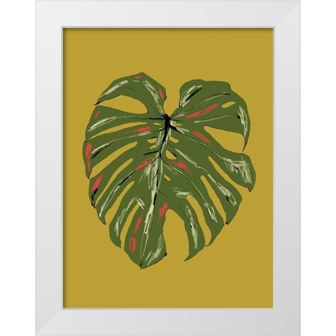 Monstera Leaf Green White Modern Wood Framed Art Print by Gulina, Francesco