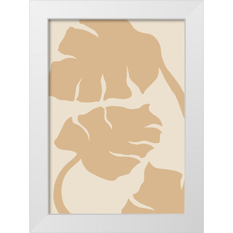 Monstera Soft orange White Modern Wood Framed Art Print by Pictufy Studio