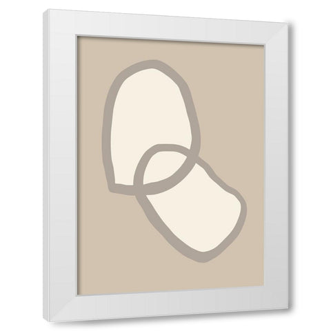 Shape 10 Beige White Modern Wood Framed Art Print by Pictufy Studio