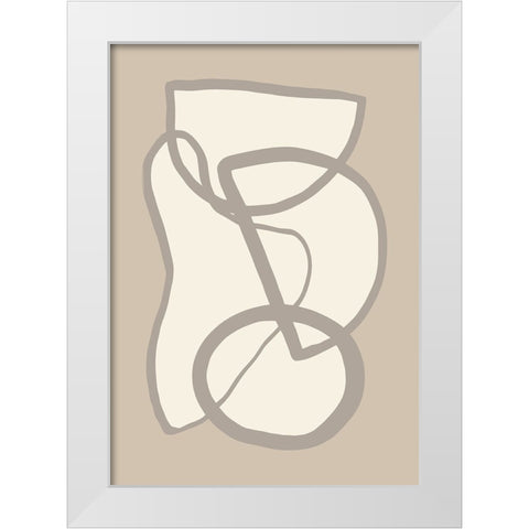 Shape 09 Beige White Modern Wood Framed Art Print by Pictufy Studio