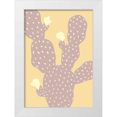 Cactus Yellow White Modern Wood Framed Art Print by Pictufy Studio