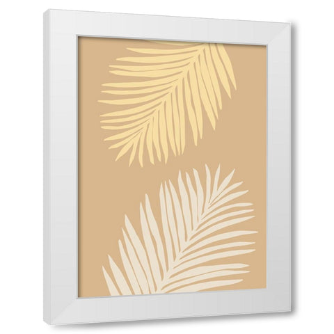 Leaves Yellow White Modern Wood Framed Art Print by Pictufy Studio