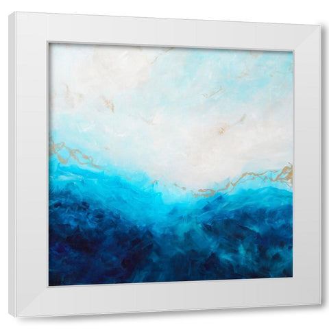 Blue Sea-golden Sunlight 1 White Modern Wood Framed Art Print by Wattre, Francoise
