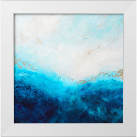 Blue Sea-golden Sunlight 1 White Modern Wood Framed Art Print by Wattre, Francoise