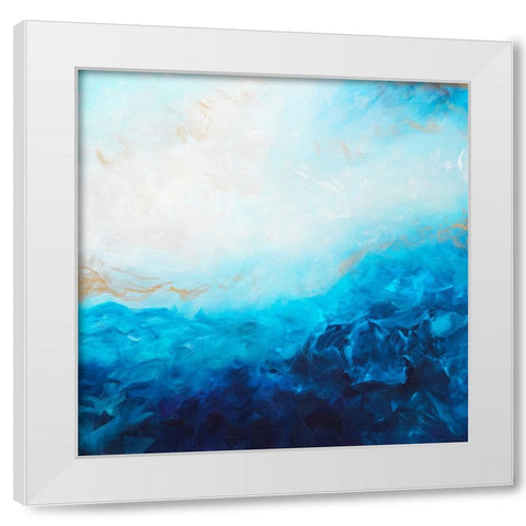 Blue Sea-golden Sunlight 2 White Modern Wood Framed Art Print by Wattre, Francoise