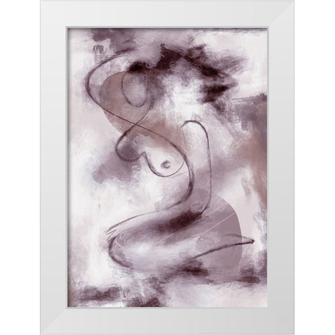 Woman Figurative Abstract Painting Purple White Modern Wood Framed Art Print by Pictufy Studio II
