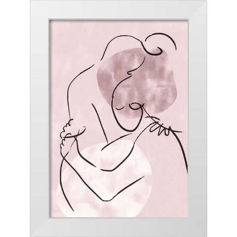 Lovers Hug White Modern Wood Framed Art Print by Pictufy Studio II