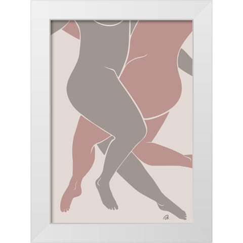 Lovers Pink White Modern Wood Framed Art Print by Pictufy Studio II