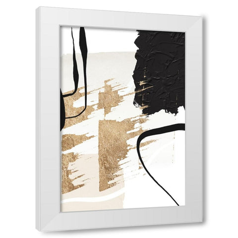 Abstract Black and Gold-6 White Modern Wood Framed Art Print by Moss, Sally Ann