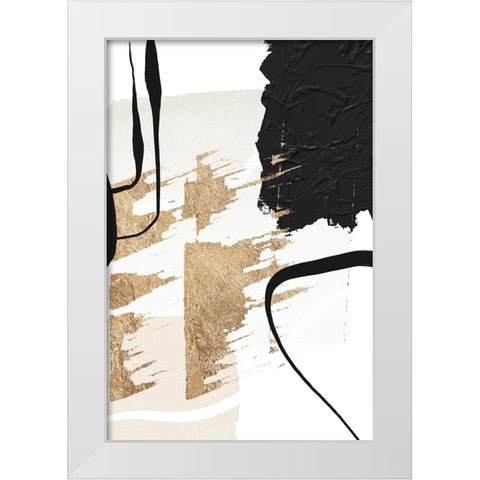 Abstract Black and Gold-6 White Modern Wood Framed Art Print by Moss, Sally Ann